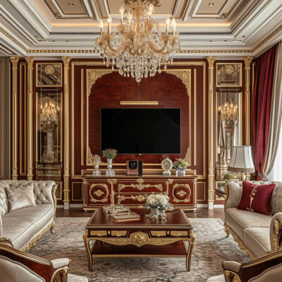 Thiết kế phòng khách biệt thự tân cổ điển