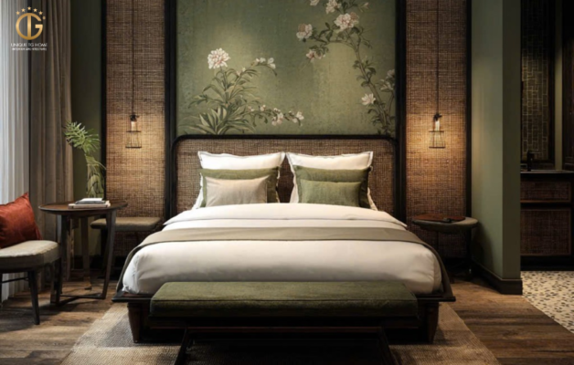 Thiết kế nội thất phòng ngủ phong cách Á Đông đương đại