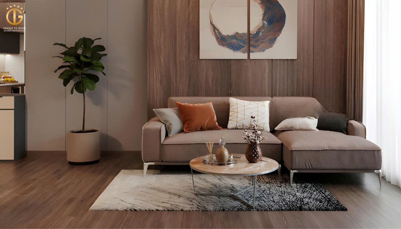 Ảnh phối cảnh 3D thiết kế thi công nội thất phòng khách chung cư